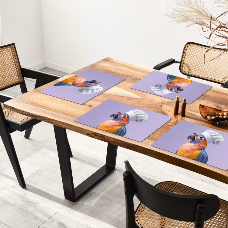 Sets de table en vinyle - Perroquet - Toque - Violet - Mignon — 4