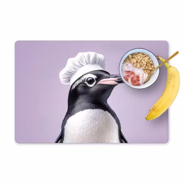 Sets de table en vinyle - Pingouin - Toque - Mignon - Violet — 1