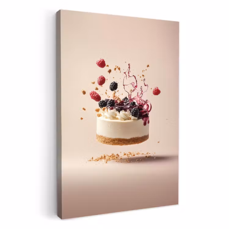 Tableau sur toile - Cheesecake - Alimentation - Rose - Gâteau — 1