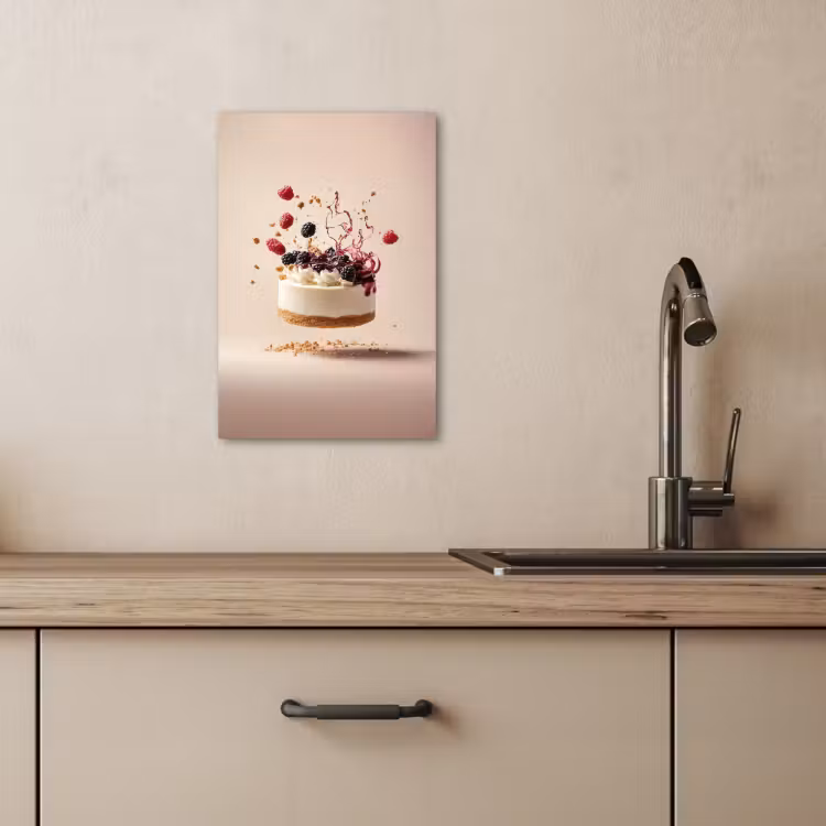 Tableau sur toile - Cheesecake - Alimentation - Rose - Gâteau — 3