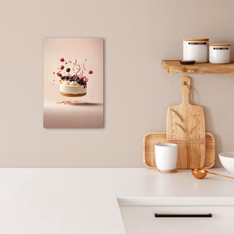 Tableau sur toile - Cheesecake - Alimentation - Rose - Gâteau — 4
