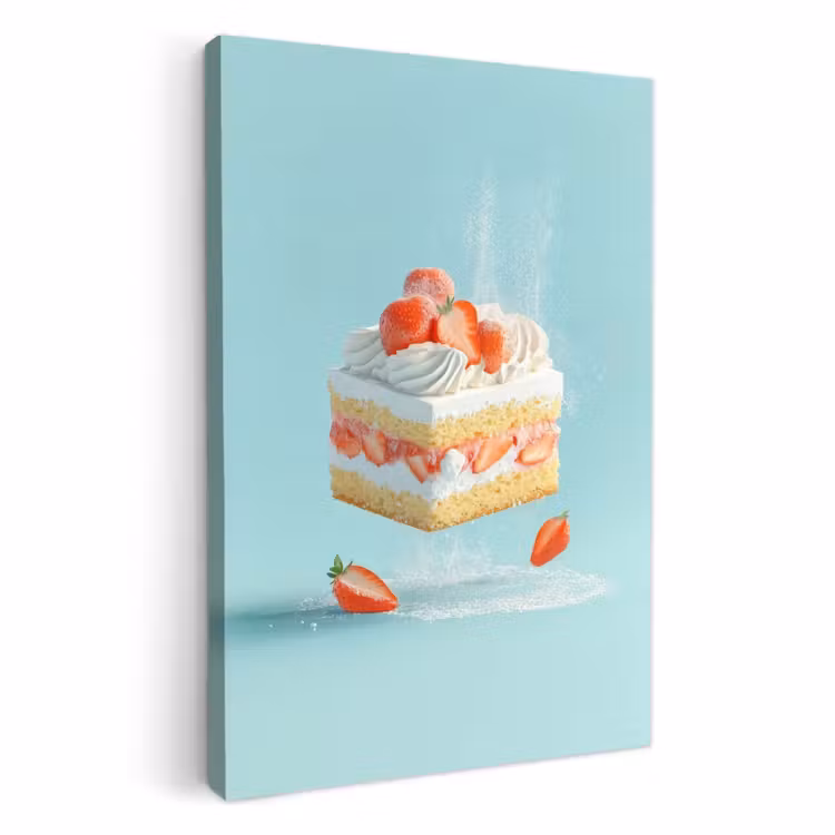 Tableau sur toile - Crème fouettée - Gâteau - Bleu - Aliments — 1