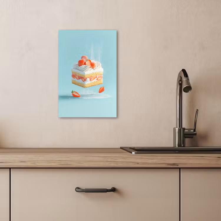 Tableau sur toile - Crème fouettée - Gâteau - Bleu - Aliments — 3