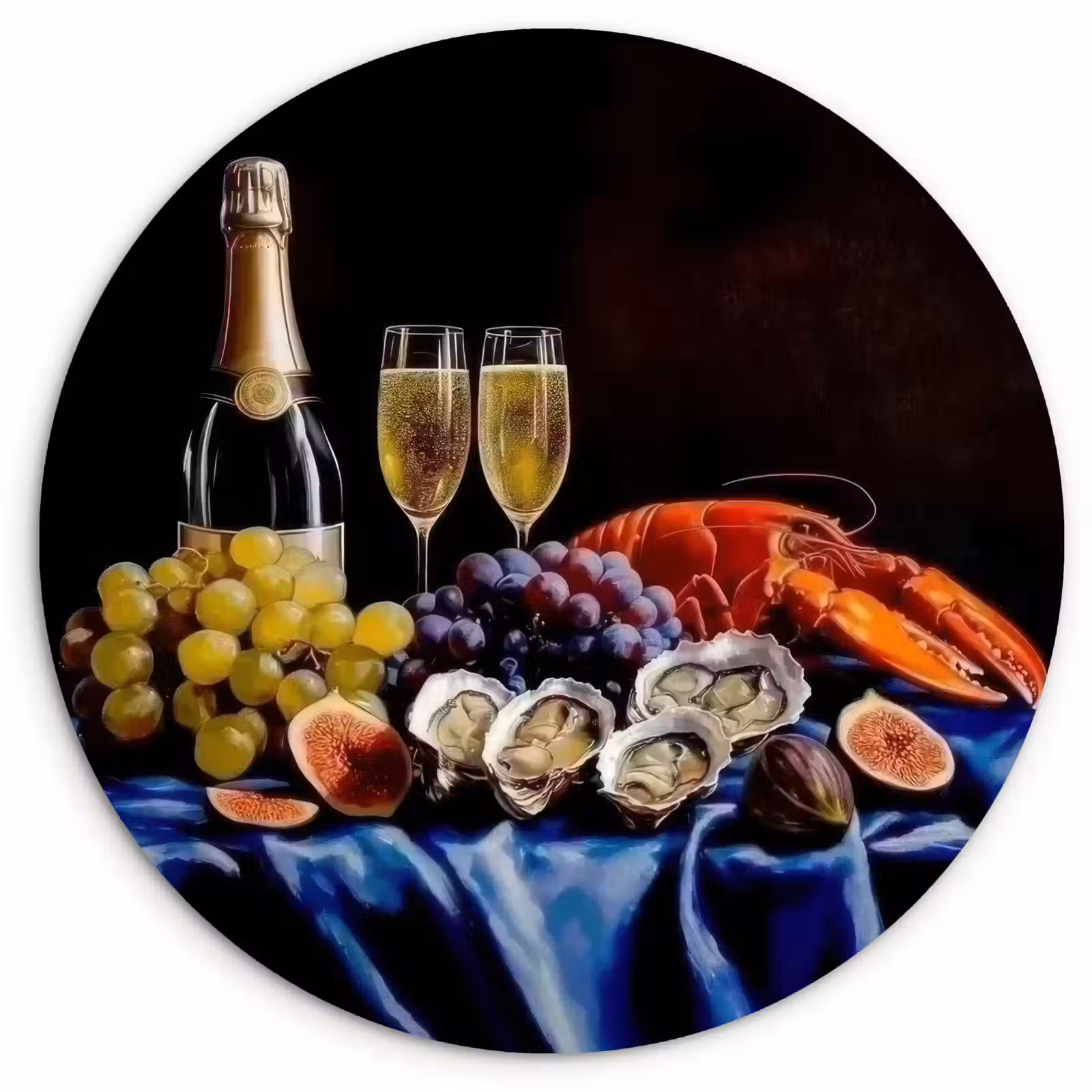 Tableau rond - Champagne - Luxe - Huîtres — 1
