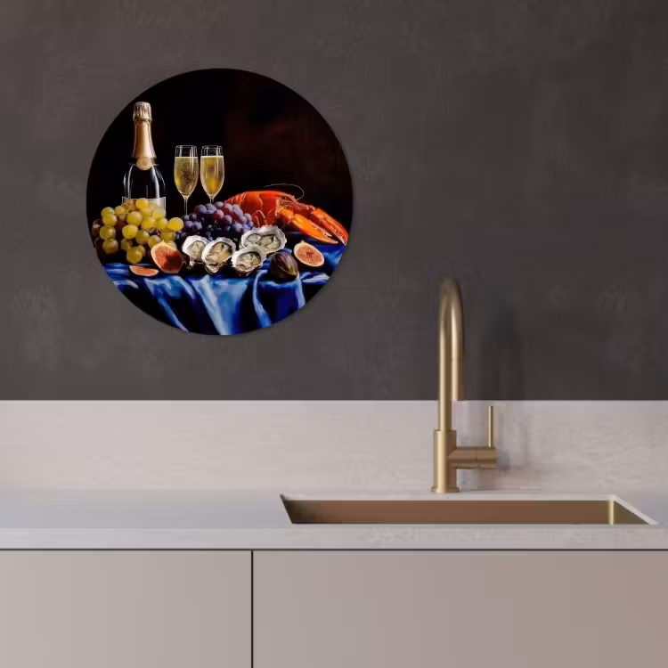 Tableau rond - Champagne - Luxe - Huîtres — 4