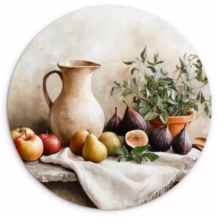 Tableau rond - Fruits - Herbes - Rural — 1