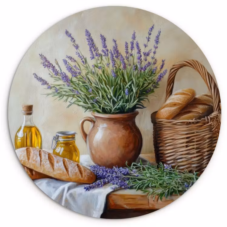 Tableau rond - Lavande - Pain - Nature morte — 4