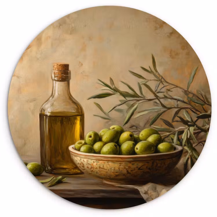 Tableau rond - Olives - Nature morte - Vintage — 1