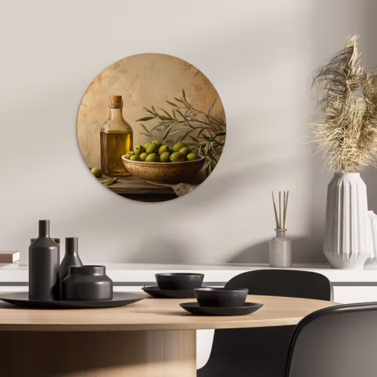 Tableau rond - Olives - Nature morte - Vintage — 2