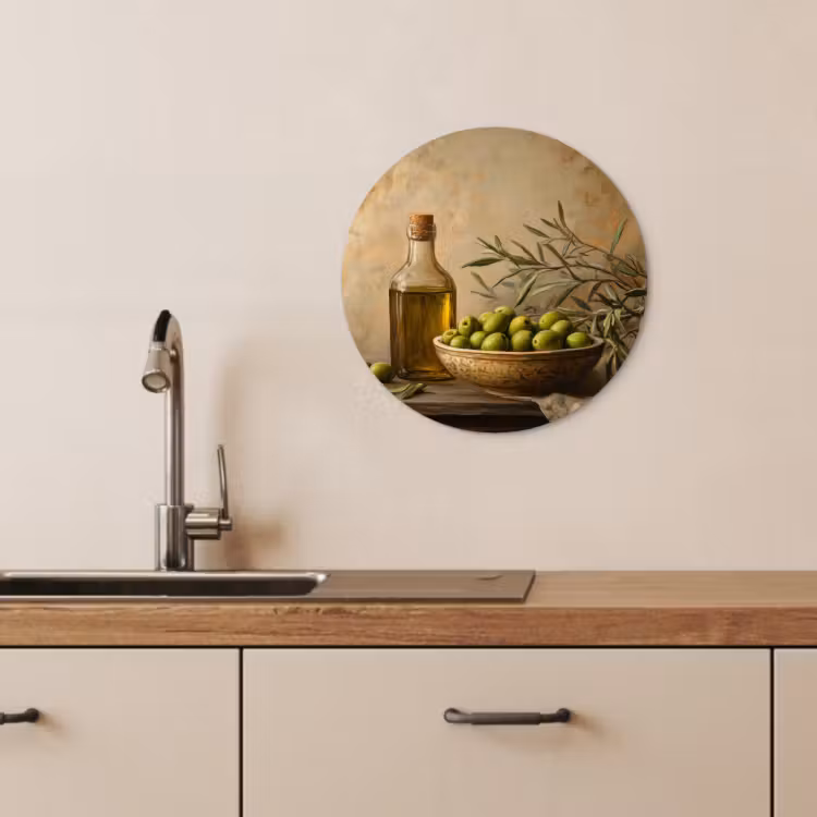 Tableau rond - Olives - Nature morte - Vintage — 3