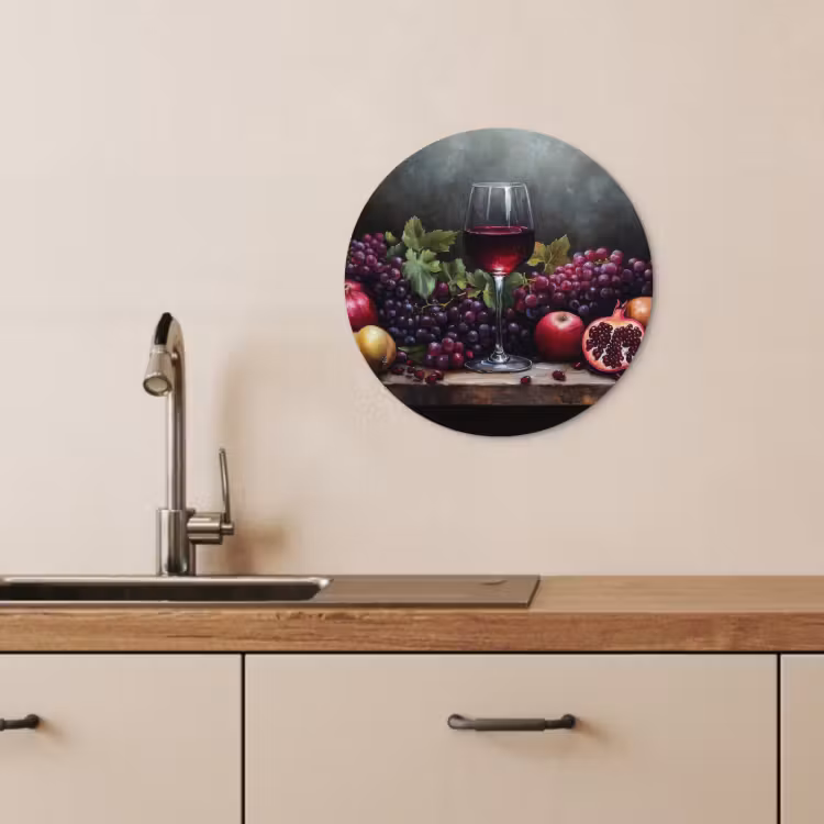 Tableau rond - Vin - Fruits - Nature morte — 2
