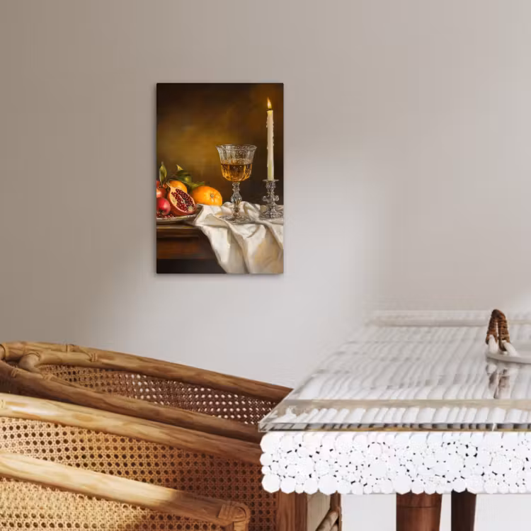 Tableau sur toile - Fruit - Nature morte - Vin - Bougie — 3