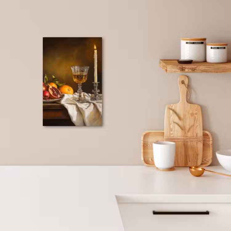 Tableau sur toile - Fruit - Nature morte - Vin - Bougie — 4