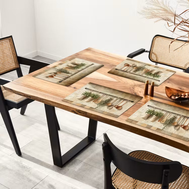Sets de table - Bois - Ustensiles de cuisine - Nature morte - Carrelage — 4