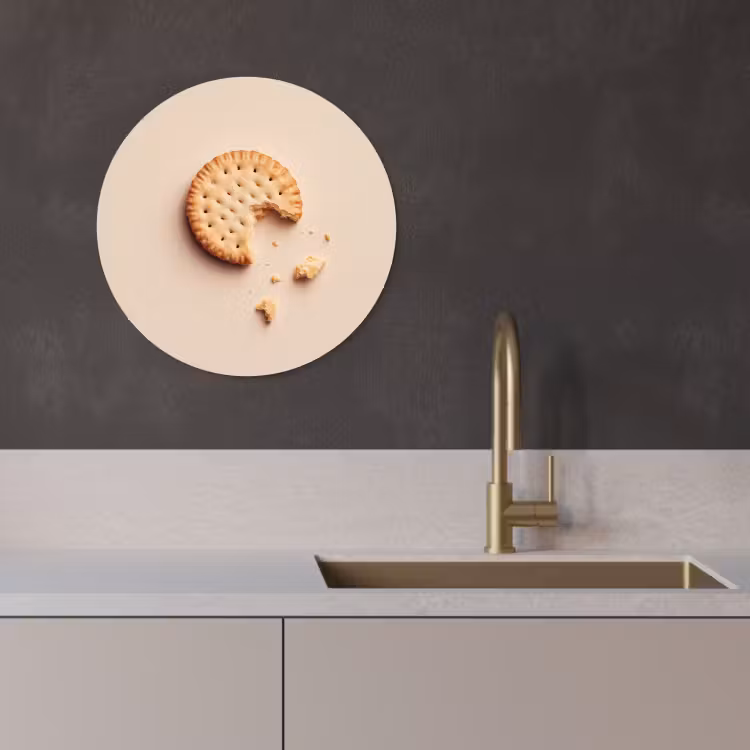 Tableau rond - Biscuit - miettes - beige — 1