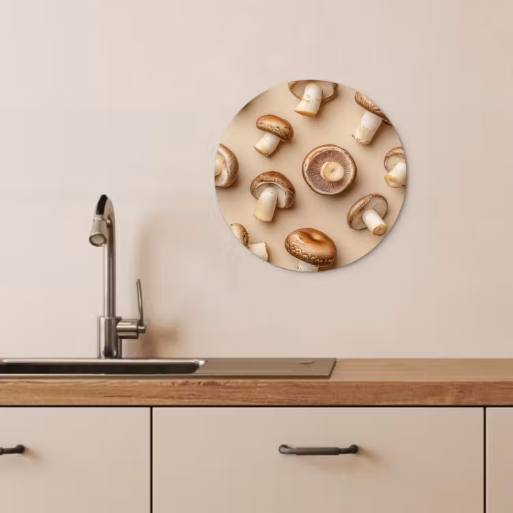 Tableau rond - Champignons de châtaigne - Beige — 4