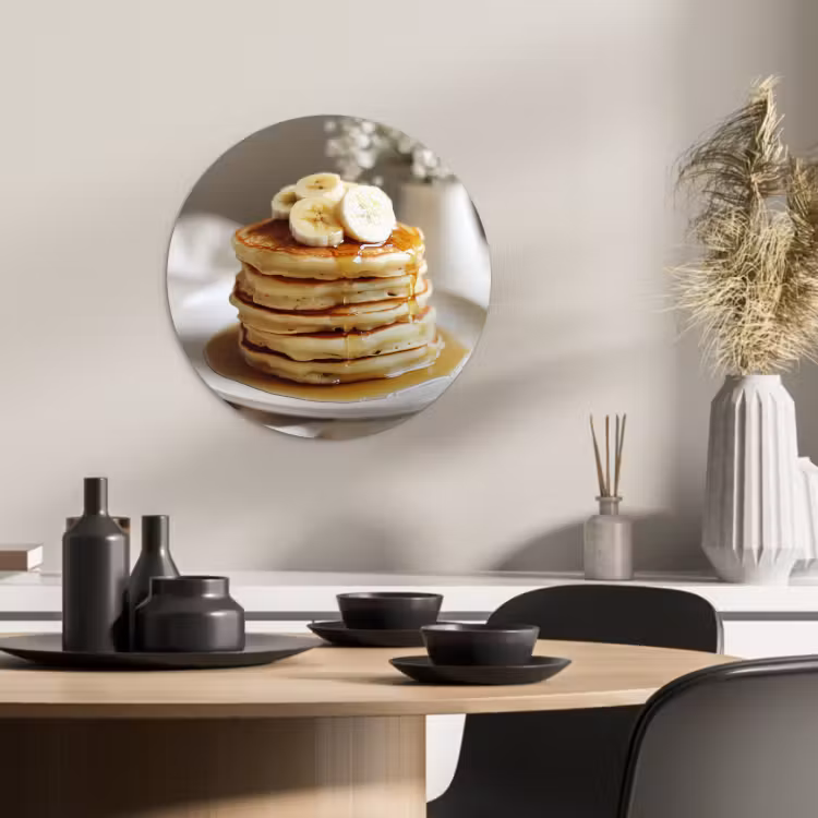 Tableau rond - Crêpes - Banane - Sirop - Blanc - Beige — 1