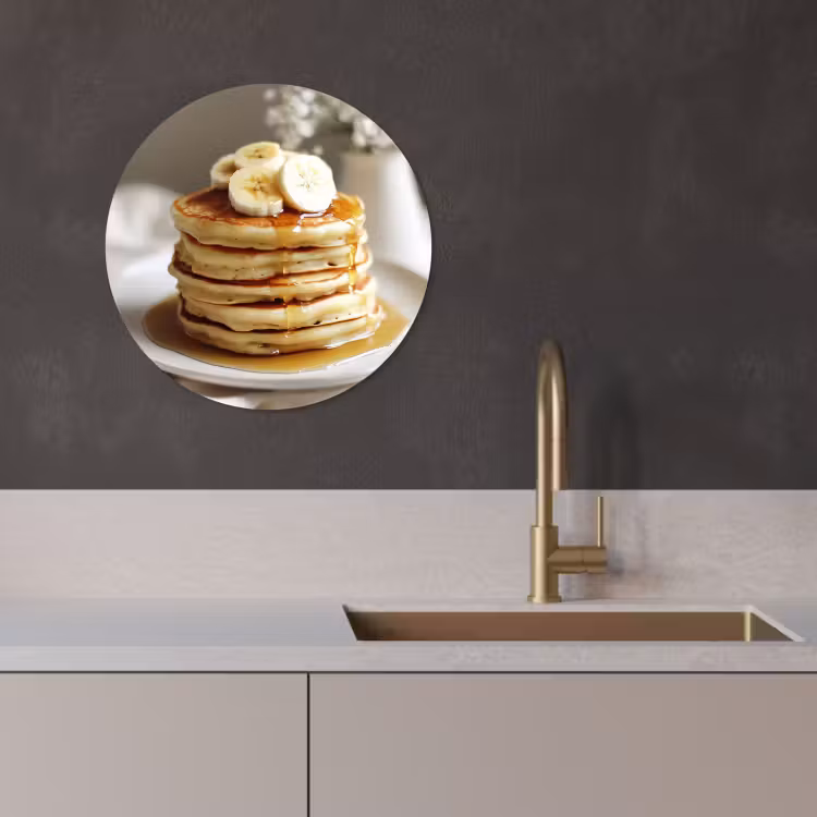 Tableau rond - Crêpes - Banane - Sirop - Blanc - Beige — 3
