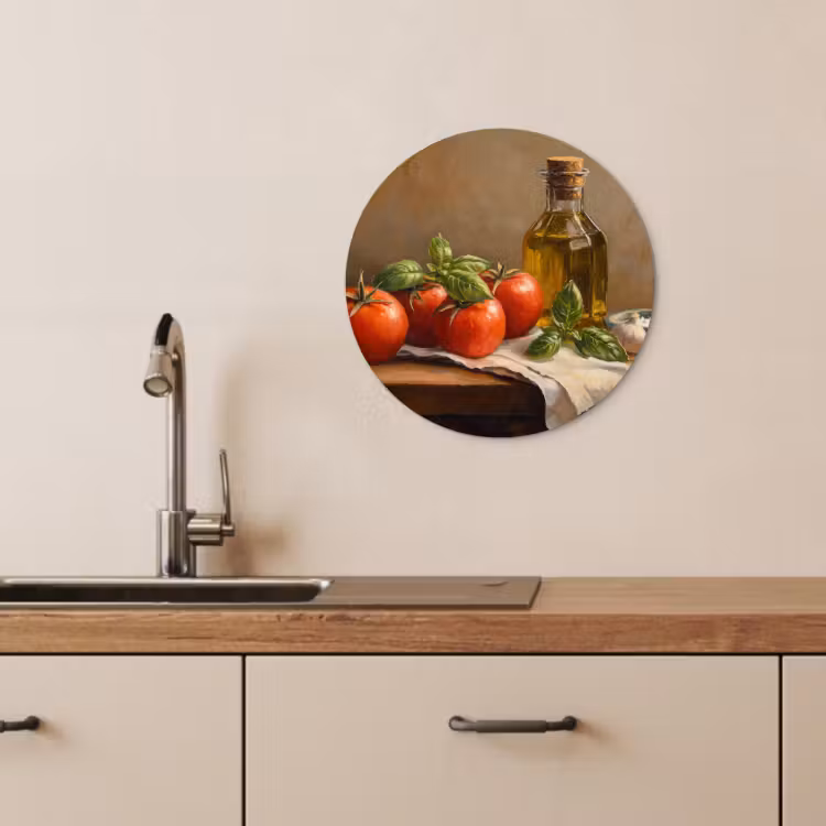 Tableau rond - Tomates - Huile d'olive - Nature morte — 3
