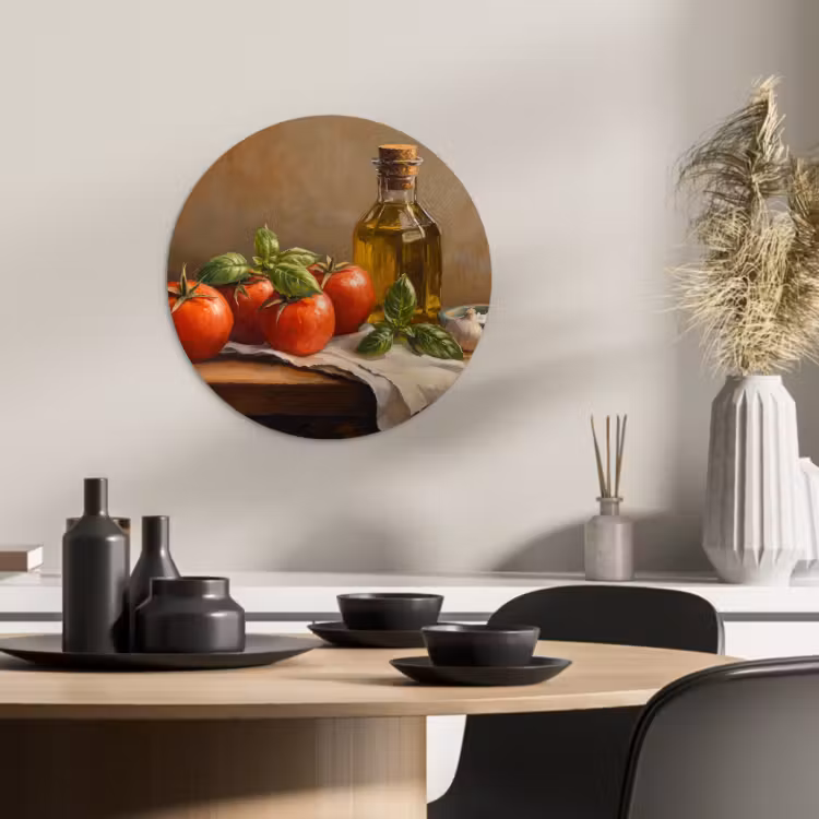 Tableau rond - Tomates - Huile d'olive - Nature morte — 4