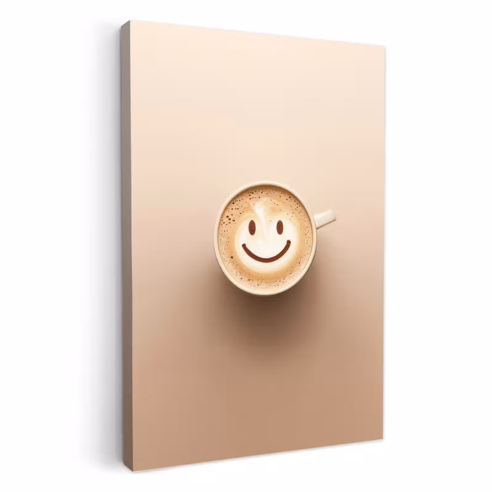 Tableau sur toile - Café - Mousse de lait - Sourire - Beige — 1