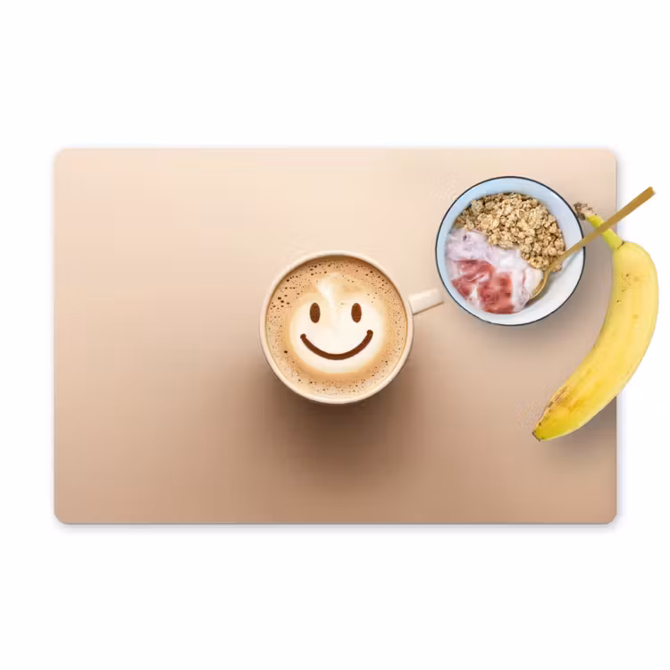 Sets de table - Café - Mousse de lait - Sourire - Beige — 1