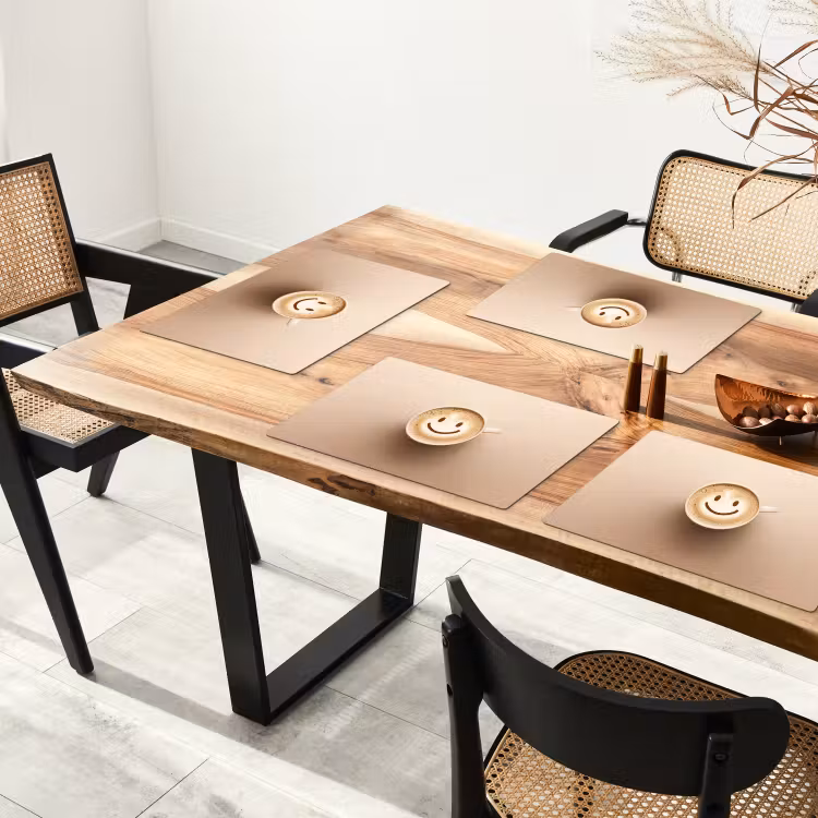 Sets de table - Café - Mousse de lait - Sourire - Beige — 4