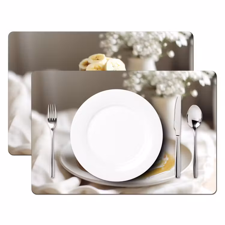 Sets de table - Crêpes - Banane - Sirop - Blanc - Beige — 2