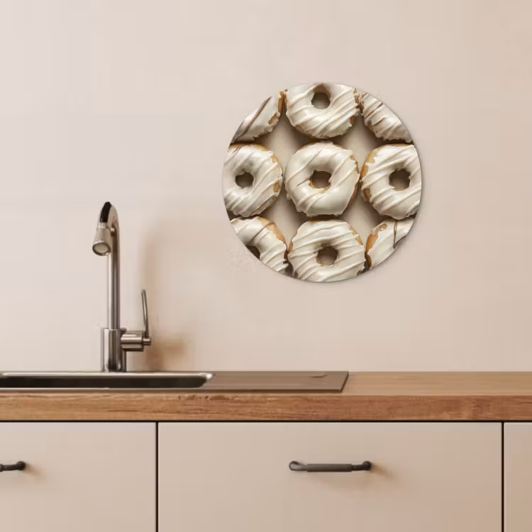 Tableau rond - Donuts - Chocolat - Blanc - Beige — 1