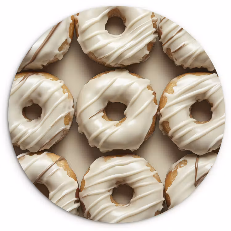 Tableau rond - Donuts - Chocolat - Blanc - Beige — 3