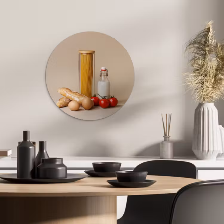 Tableau rond - Spaghetti - Lait - Tomates - Œufs - Pain — 3