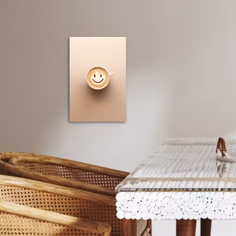 Tableau sur toile - Café - Mousse de lait - Sourire - Beige — 3