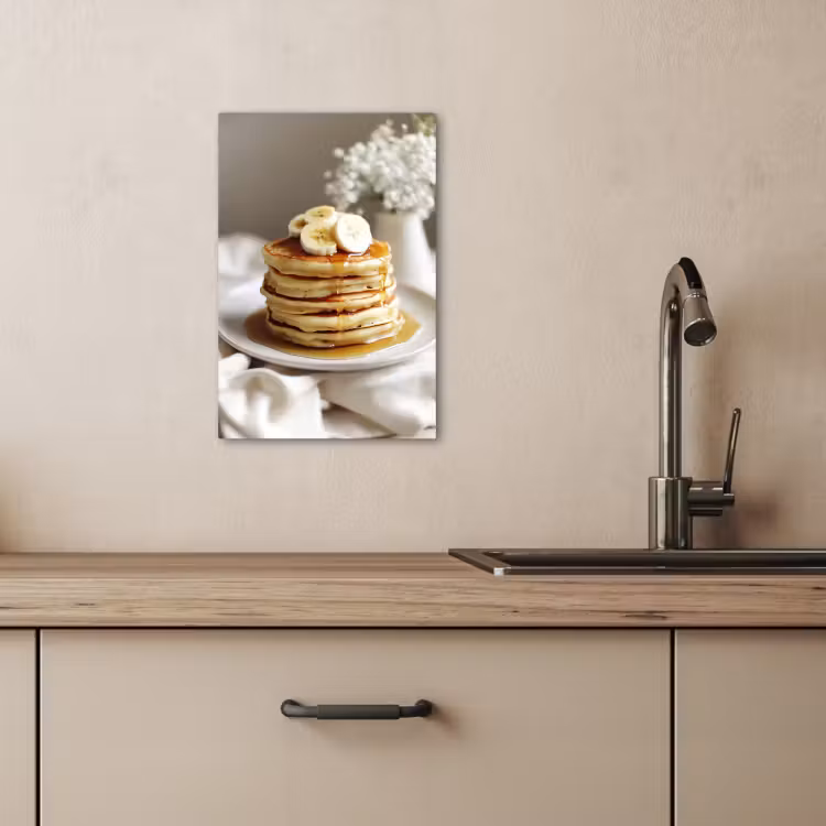 Tableau sur toile - Crêpes - Banane - Sirop - Blanc - Beige — 1