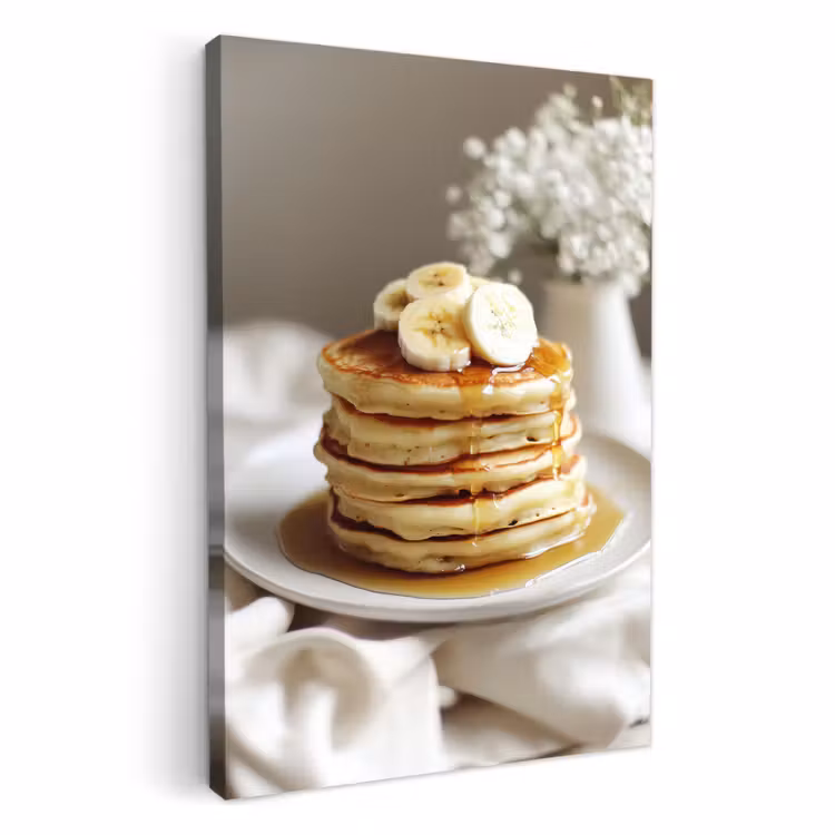 Tableau sur toile - Crêpes - Banane - Sirop - Blanc - Beige — 2