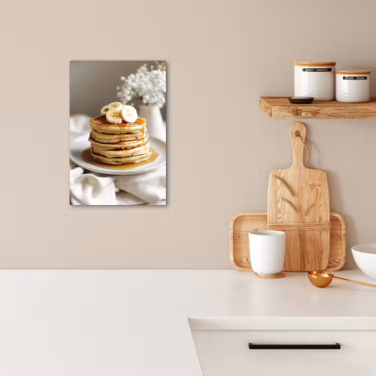 Tableau sur toile - Crêpes - Banane - Sirop - Blanc - Beige — 4