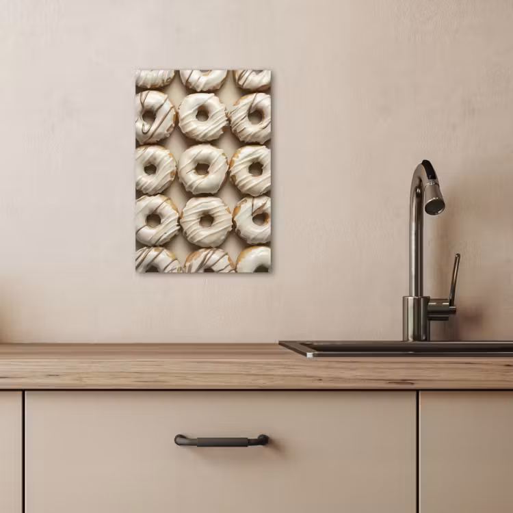 Tableau sur toile - Donuts - Chocolat - Blanc - Beige — 1