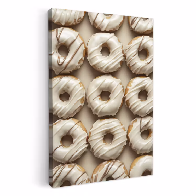 Tableau sur toile - Donuts - Chocolat - Blanc - Beige — 2