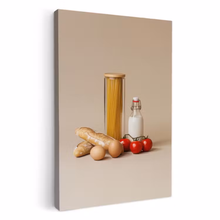 Tableau sur toile - Spaghetti - Lait - Tomates - Œufs - Pain — 2