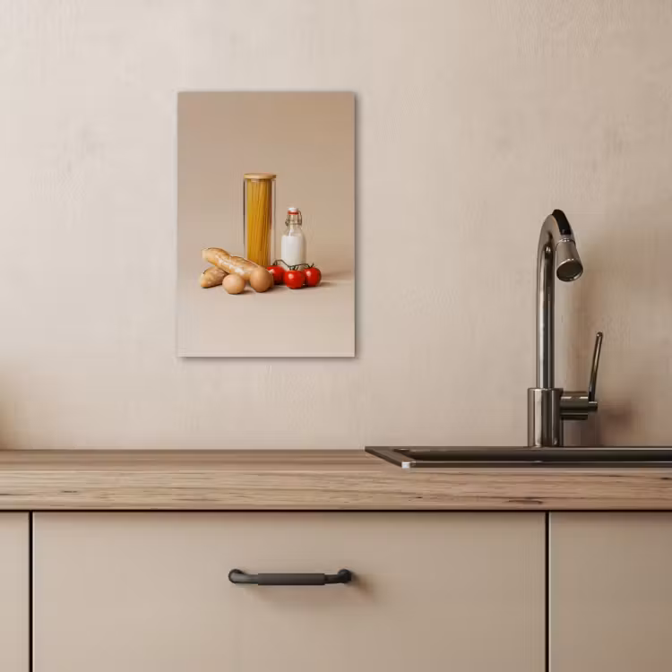 Tableau sur toile - Spaghetti - Lait - Tomates - Œufs - Pain — 3