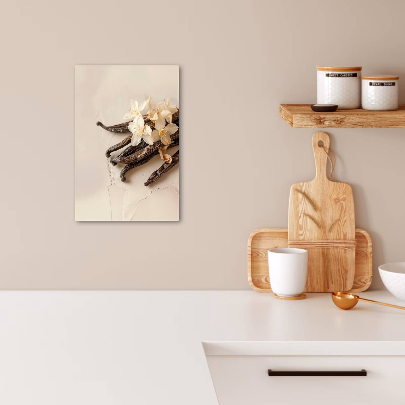 Tableau sur toile - Vanille - Floral - Beige — 1