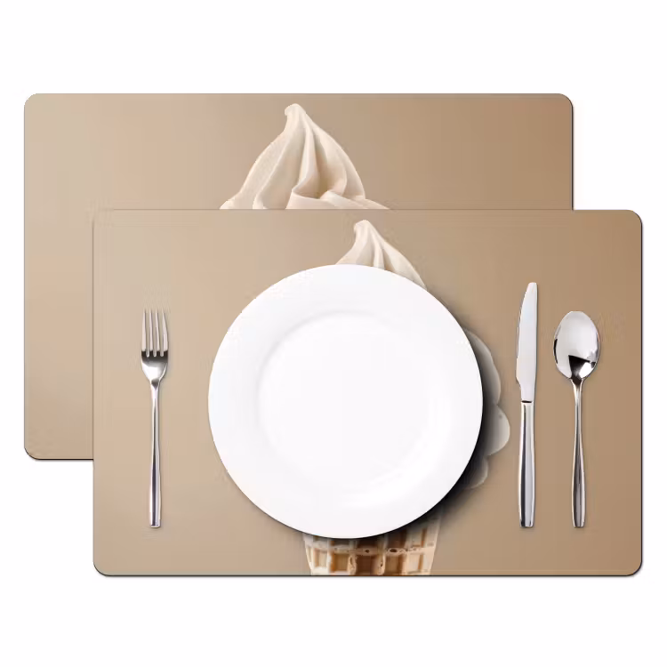 Sets de table - Glace - Glace à l'italienne - Crème - Corne - Beige — 2