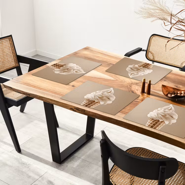 Sets de table - Glace - Glace à l'italienne - Crème - Corne - Beige — 4