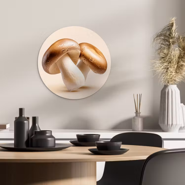 Tableau rond - Champignons - Doux - Beige — 3