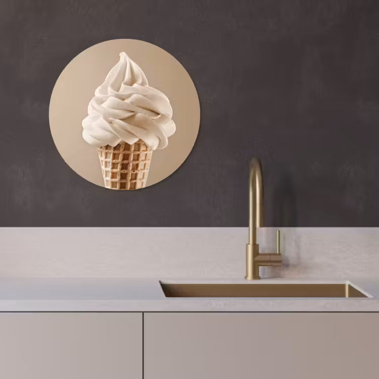 Tableau rond - Glace - Glace à l'italienne - Crème - Corne - Beige — 3