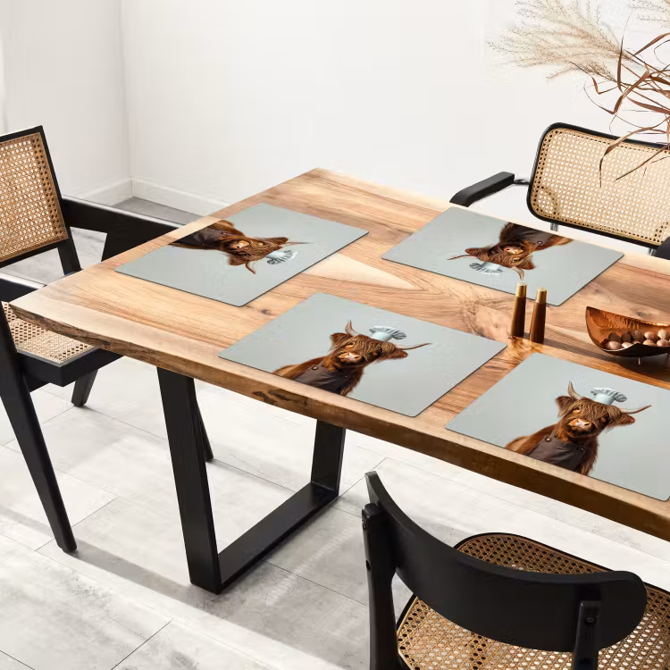 Sets de table en vinyle - Highlander écossais - Marron - Cornes - Vêtements de cuisinier — 4