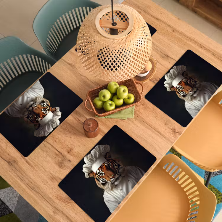 Sets de table en vinyle - Tiger - Vêtements de chef - Marron — 3