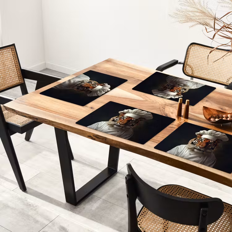 Sets de table en vinyle - Tiger - Vêtements de chef - Marron — 4