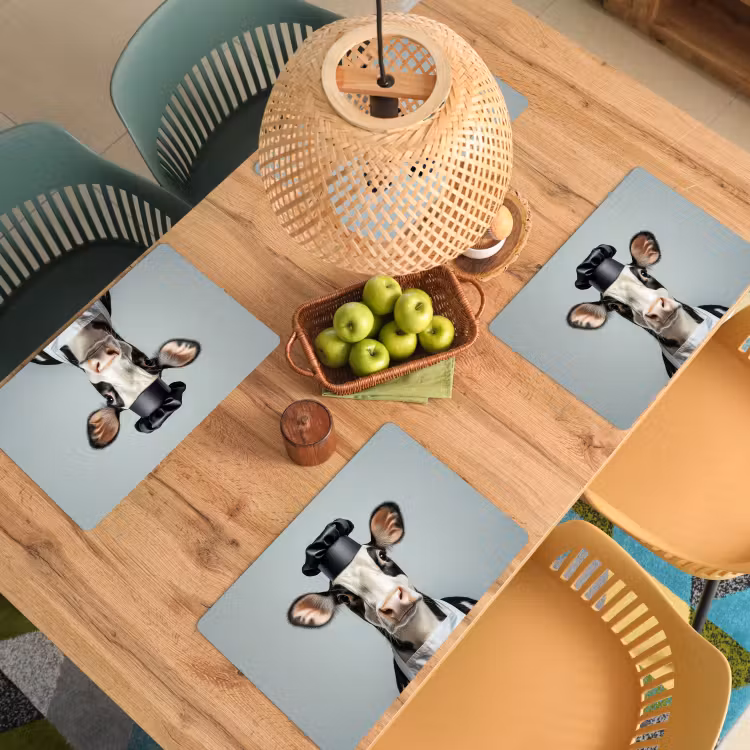 Sets de table en vinyle - Vache - Noir - Blanc - Cuisinier — 3