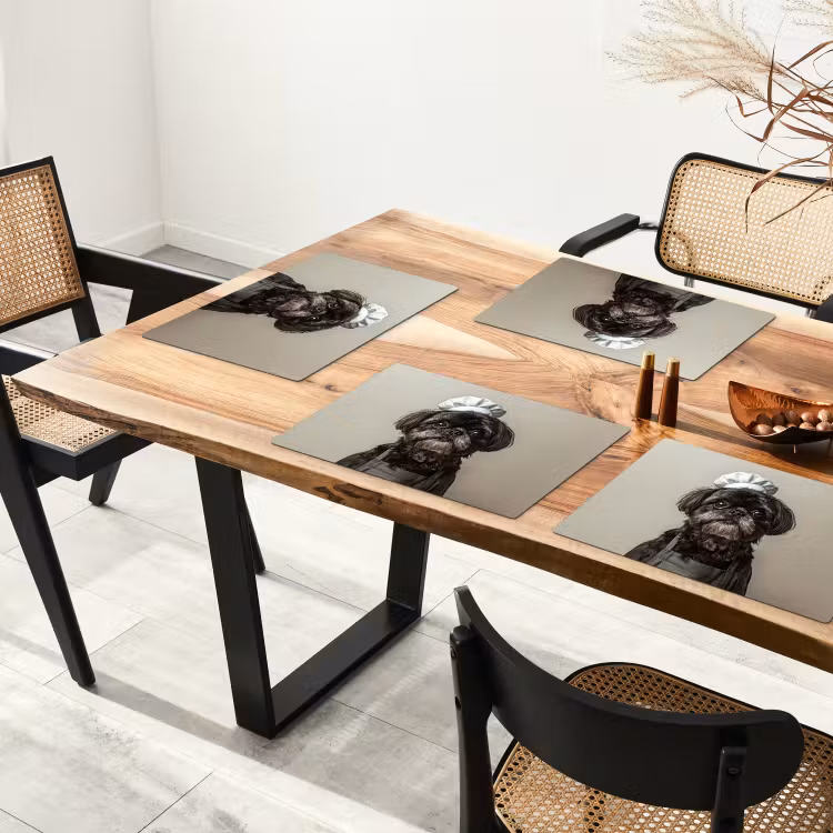 Sets de table en vinyle - Vêtements de chef - Noir - Chien — 4