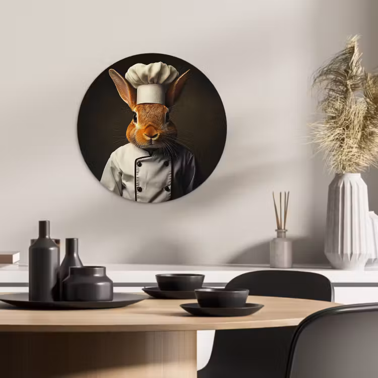 Tableau rond - Lapin - Cuisinier - Animal — 2